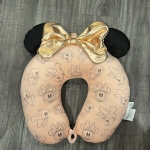 Disney Minnie Mouse Comfy Neck Travel Pillow with Ears & Gold Bow